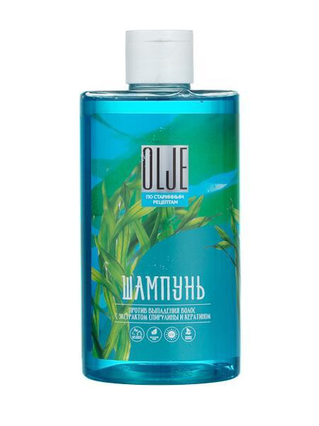 OLJE Натуральный шампунь против выпадения волос с экстрактом концентрата спирулины и кератина 450 мл в Пскове