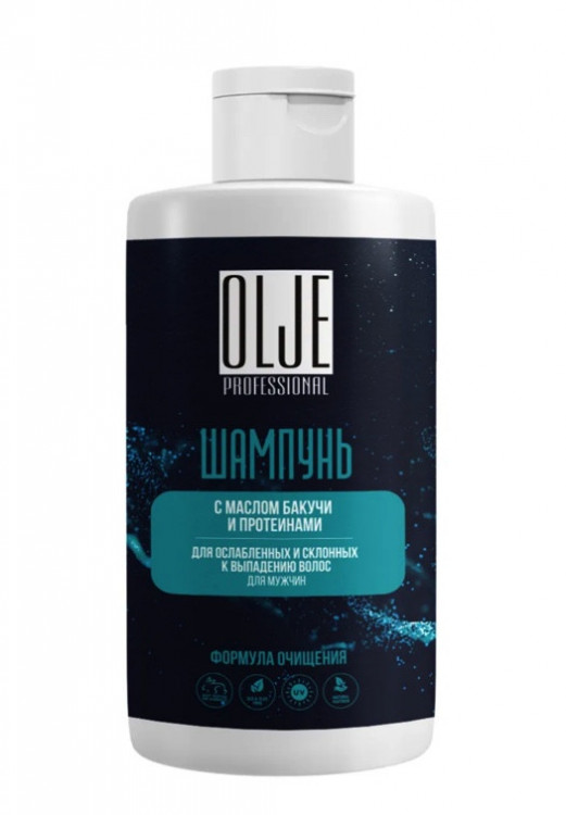 OLJE. Шампунь мужской с маслом бакучи и протеинами, 450 мл в Пскове