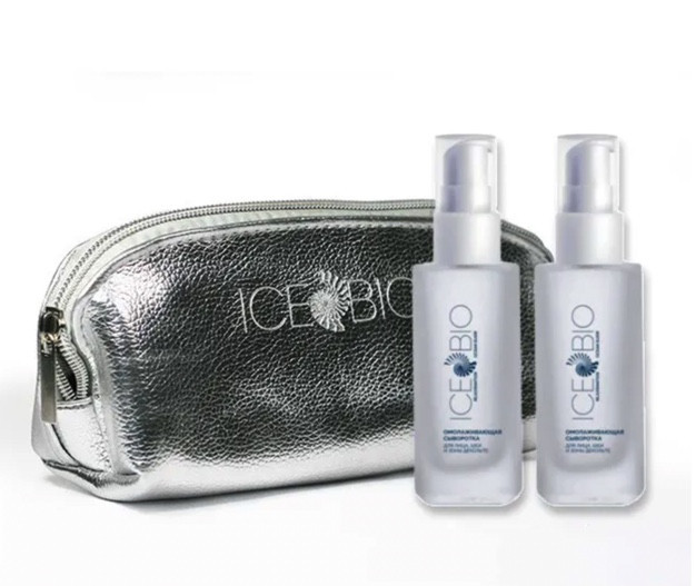 ICE BIO. Набор Сыворотка  2 шт омолаживающая для лица, шеи и зоны декольте 30мл, в косметичке в Пскове